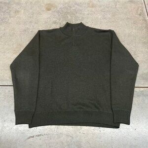 vintage olive green quarter zip knit sweater size xl